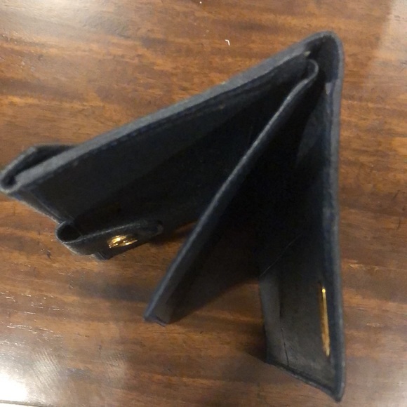 GUCCI GG Monogram Navy Blue Leather and Coated Canvas Long Bifold Wallet Vintage - Picture 15 of 17